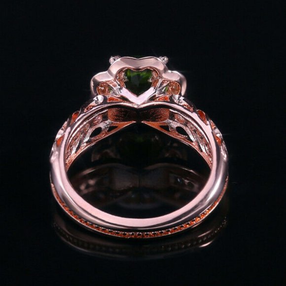 Elegant Rose Gold Round Cubic Zirconia Ring - Picture 6 of 6